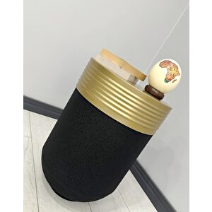 Elegant Dekoratif Eskitme Darbuka Siyah Sehpa 60cm