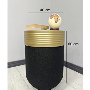 Elegant Dekoratif Eskitme Darbuka Siyah Sehpa 60cm