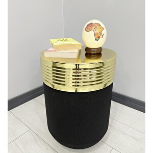 Elegant Dekoratif Gold Darbuka Siyah Sehpa 60cm