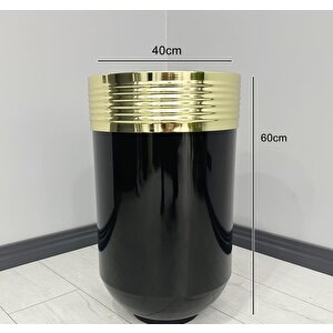 Elegant Dekoratif Gold Darbuka Parlak Siyah Saksı 70cm