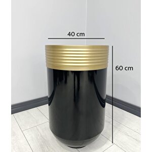 Elegant Dekoratif Eskitme Darbuka Parlak Siyah Saksı 60cm