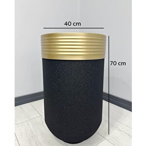Elegant Dekoratif Eskitme Darbuka Siyah Saksı 70cm