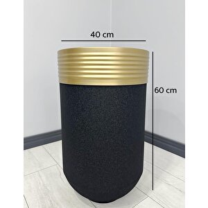 Elegant Dekoratif Eskitme Darbuka Siyah Saksı 60cm