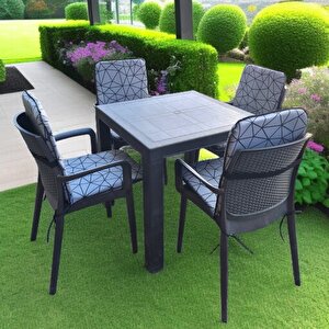 Lüks Arkalikli Sandalye Mi̇nderi̇ 4lü 4cm Süngerli̇ Gri̇ Örümcek Desen