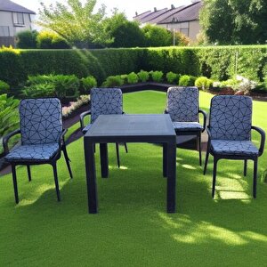 Lüks Arkalikli Sandalye Mi̇nderi̇ 4lü 4cm Süngerli̇ Gri̇ Örümcek Desen