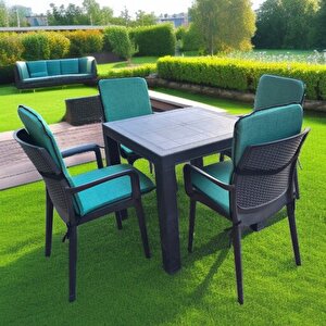 Lüks Arkalikli Sandalye Mi̇nderi̇ 4lü 4cm Süngerli̇ Yeşi̇l