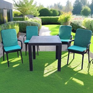 Lüks Arkalikli Sandalye Mi̇nderi̇ 4lü 4cm Süngerli̇ Yeşi̇l