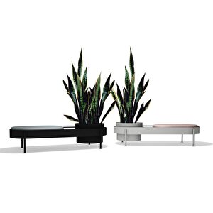 Urtiga Özel Tasarım Montajsız Bahçe Bankı Minderli Lobi Bekleme Koltuğu Saksılı Metal Bench