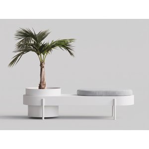 Urtiga Özel Tasarım Montajsız Bahçe Bankı Minderli Lobi Bekleme Koltuğu Saksılı Metal Bench