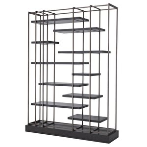 Venenum 11 Katlı Metal Ayak Modern Ahşap Tablalı Özel Tasarım Çok Amaçlı Raf Dekoratif Kitaplık