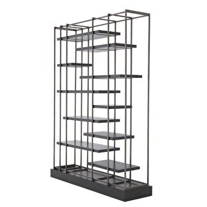 Venenum 11 Katlı Metal Ayak Modern Ahşap Tablalı Özel Tasarım Çok Amaçlı Raf Dekoratif Kitaplık