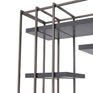 Venenum 11 Katlı Metal Ayak Modern Ahşap Tablalı Özel Tasarım Çok Amaçlı Raf Dekoratif Kitaplık