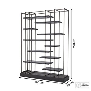 Venenum 11 Katlı Metal Ayak Modern Ahşap Tablalı Özel Tasarım Çok Amaçlı Raf Dekoratif Kitaplık