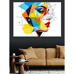 Soyut Renkli Kadın Yüzü Dekoratif Kanvas - Mdf Ahşap Tablo