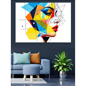 Soyut Renkli Kadın Yüzü Dekoratif Kanvas - Mdf Ahşap Tablo