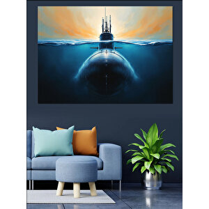Denizaltı Yüzeye Çıkıyor Dekoratif Kanvas - Mdf Ahşap Tablo
