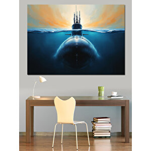 Denizaltı Yüzeye Çıkıyor Dekoratif Kanvas - Mdf Ahşap Tablo 50x70 cm