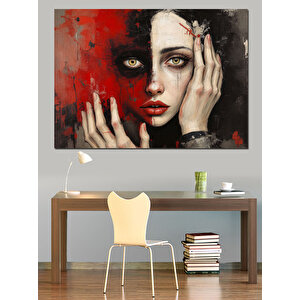 Yüzünün Yarası Kadın Dekoratif Kanvas - Mdf Ahşap Tablo 35x50 cm