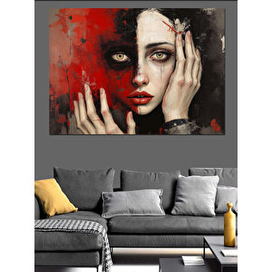 Yüzünün Yarası Kadın Dekoratif Kanvas - Mdf Ahşap Tablo 35x50 cm