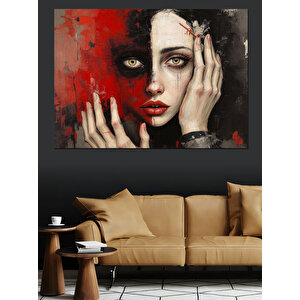 Yüzünün Yarası Kadın Dekoratif Kanvas - Mdf Ahşap Tablo 35x50 cm