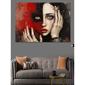 Yüzünün Yarası Kadın Dekoratif Kanvas - Mdf Ahşap Tablo