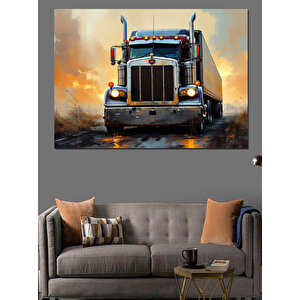 Farları Yanan Dev Kamyon Dekoratif Kanvas - Mdf Ahşap Tablo