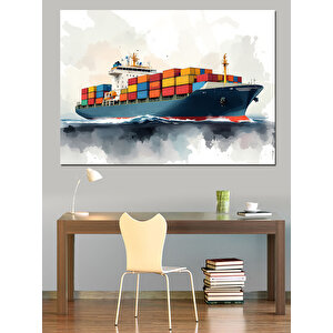 Dev Yük Gemisi Dekoratif Kanvas - Mdf Ahşap Tablo 100x140 cm