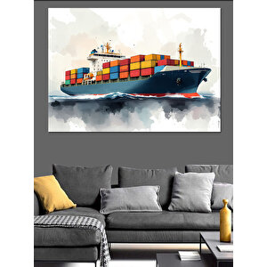Dev Yük Gemisi Dekoratif Kanvas - Mdf Ahşap Tablo 100x140 cm