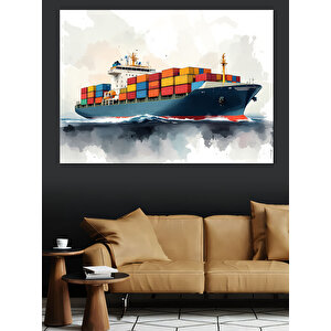Dev Yük Gemisi Dekoratif Kanvas - Mdf Ahşap Tablo 100x140 cm