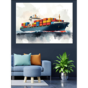 Dev Yük Gemisi Dekoratif Kanvas - Mdf Ahşap Tablo