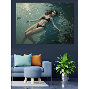 Suyun Üstünde Yüzen Kadın Dekoratif Kanvas - Mdf Ahşap Tablo 70x100 cm