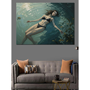 Suyun Üstünde Yüzen Kadın Dekoratif Kanvas - Mdf Ahşap Tablo 70x100 cm