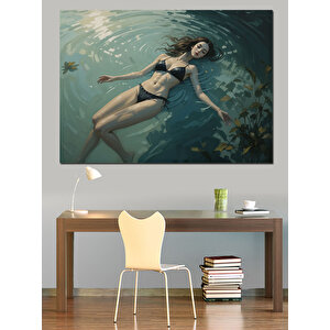Suyun Üstünde Yüzen Kadın Dekoratif Kanvas - Mdf Ahşap Tablo