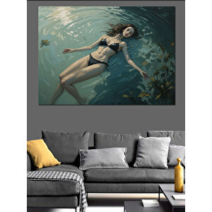 Suyun Üstünde Yüzen Kadın Dekoratif Kanvas - Mdf Ahşap Tablo