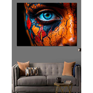 Renkli Yüzde Mavi Göz Dekoratif Kanvas - Mdf Ahşap Tablo 70x100 cm