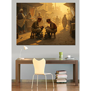 Ayakkabı Tamircisi Ve Sohbet Dekoratif Kanvas - Mdf Ahşap Tablo 25x35 cm
