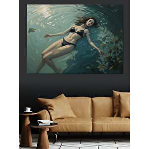 Suyun Üstünde Yüzen Kadın Dekoratif Kanvas - Mdf Ahşap Tablo 50x70 cm