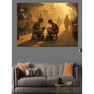 Ayakkabı Tamircisi Ve Sohbet Dekoratif Kanvas - Mdf Ahşap Tablo 100x140 cm