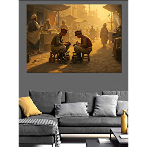 Ayakkabı Tamircisi Ve Sohbet Dekoratif Kanvas - Mdf Ahşap Tablo 100x140 cm