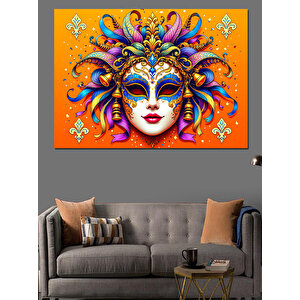 Karnaval Maskeli Renkli Yüz Dekoratif Kanvas - Mdf Ahşap Tablo
