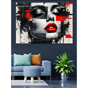 Soyut Yüz Dekoratif Kanvas - Mdf Ahşap Tablo 25x35 cm