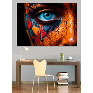 Renkli Yüzde Mavi Göz Dekoratif Kanvas - Mdf Ahşap Tablo