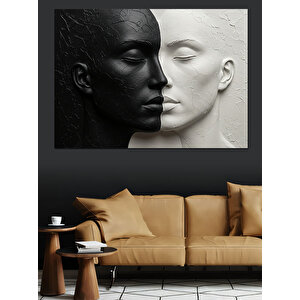 Siyah Beyaz Yüz Teması Dekoratif Kanvas - Mdf Ahşap Tablo 100x140 cm