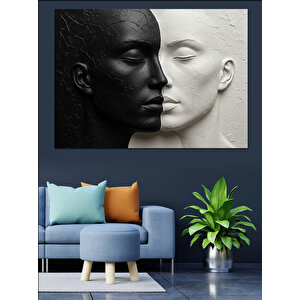 Siyah Beyaz Yüz Teması Dekoratif Kanvas - Mdf Ahşap Tablo 100x140 cm