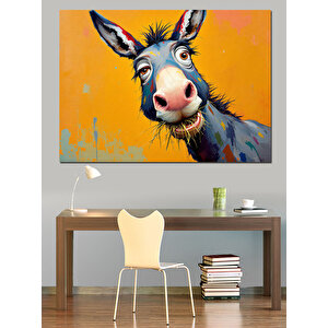 Neşeli Eşek Yüzü Dekoratif Kanvas - Mdf Ahşap Tablo 100x140 cm
