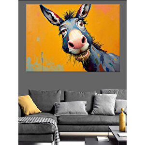 Neşeli Eşek Yüzü Dekoratif Kanvas - Mdf Ahşap Tablo 100x140 cm