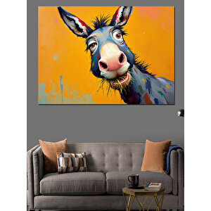 Neşeli Eşek Yüzü Dekoratif Kanvas - Mdf Ahşap Tablo