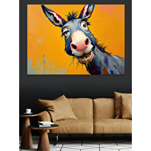 Neşeli Eşek Yüzü Dekoratif Kanvas - Mdf Ahşap Tablo 35x50 cm