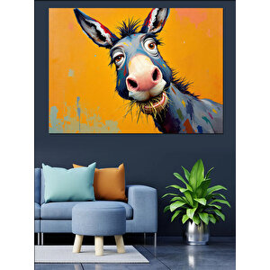 Neşeli Eşek Yüzü Dekoratif Kanvas - Mdf Ahşap Tablo