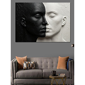 Siyah Beyaz Yüz Teması Dekoratif Kanvas - Mdf Ahşap Tablo 70x100 cm